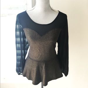 NWT Metallic Peplum Top